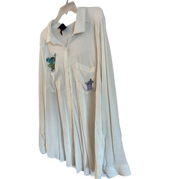 Torrid Disney Pixar Monsters Inc White Button Up Long Sleeve Shirt Size 3X - Picture 3 of 6
